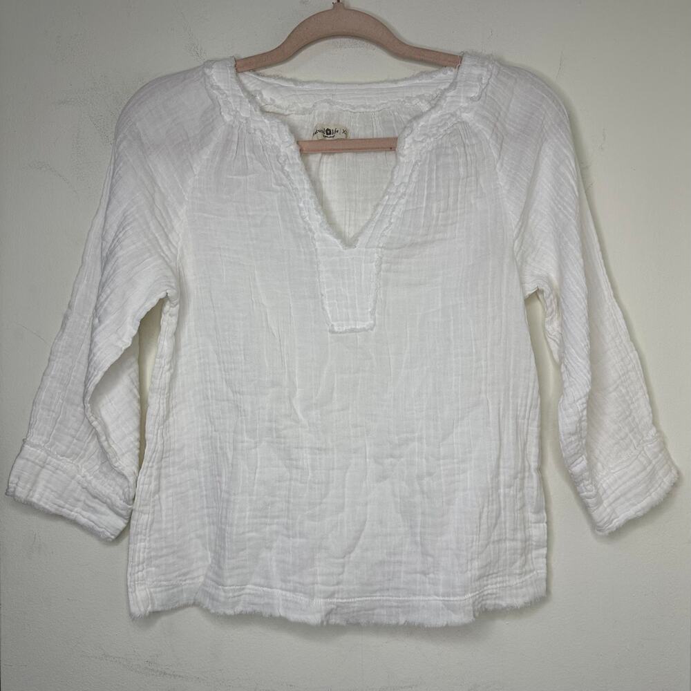 Natural Life Robyn Cotton Gauze V-neck Boho Cottagecore Top - XS - Picture 2 of 5